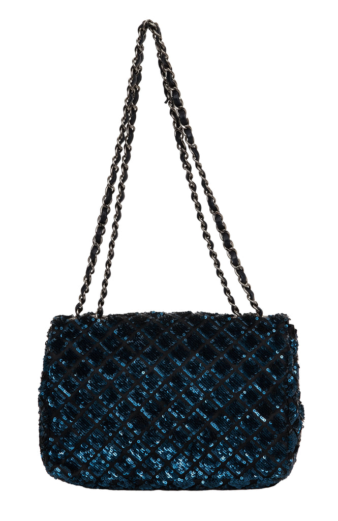 Chanel Navy & Black Sequin Evening Bag