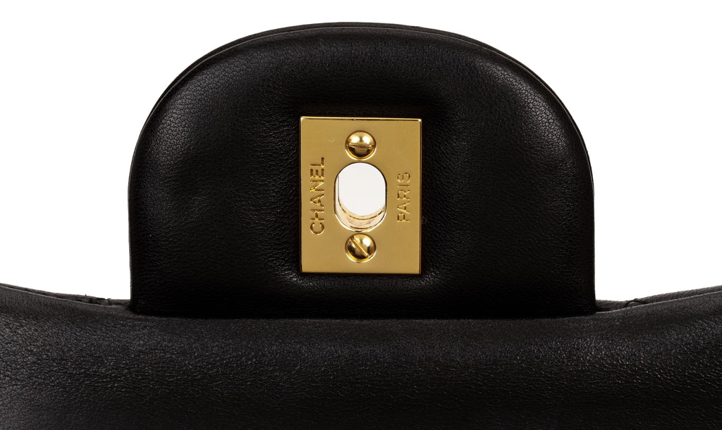 Chanel Black Lamb Jumbo Double Flap Gold