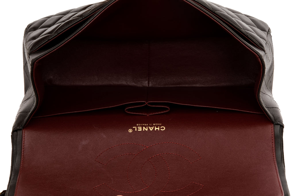 Chanel Black Lamb Jumbo Double Flap Gold