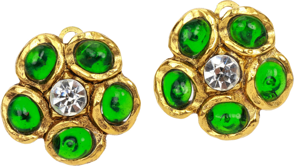 Chanel 70s flower earrings gold gripoix