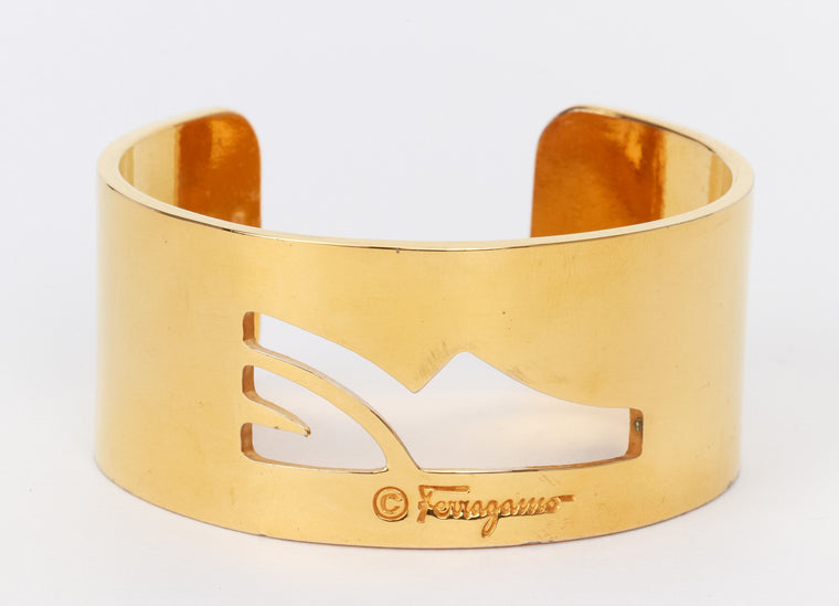 Ferragamo vintage gold tone cuff signed