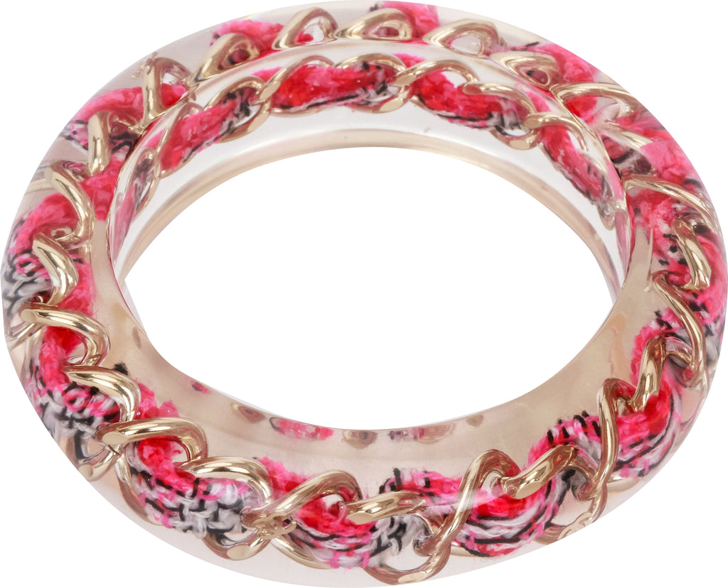 Chanel clear lucite chain inlay bracelet