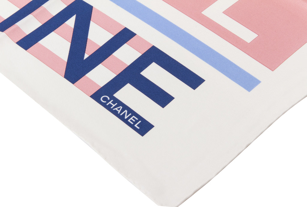 Chanel new wht/celeste/blue/blush scarf