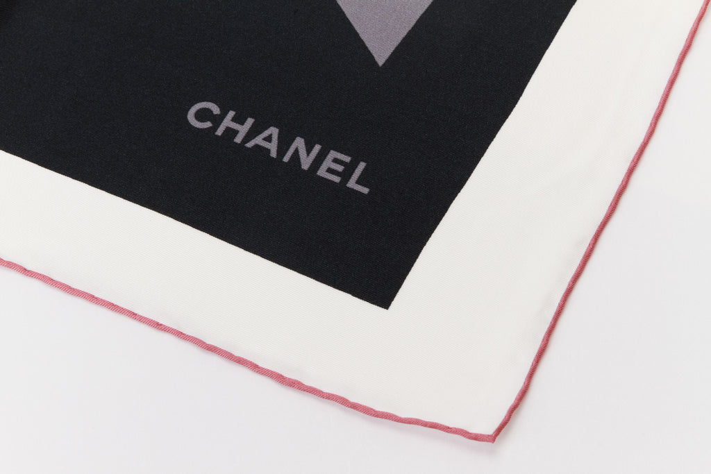 Chanel new black gray and pink scarf