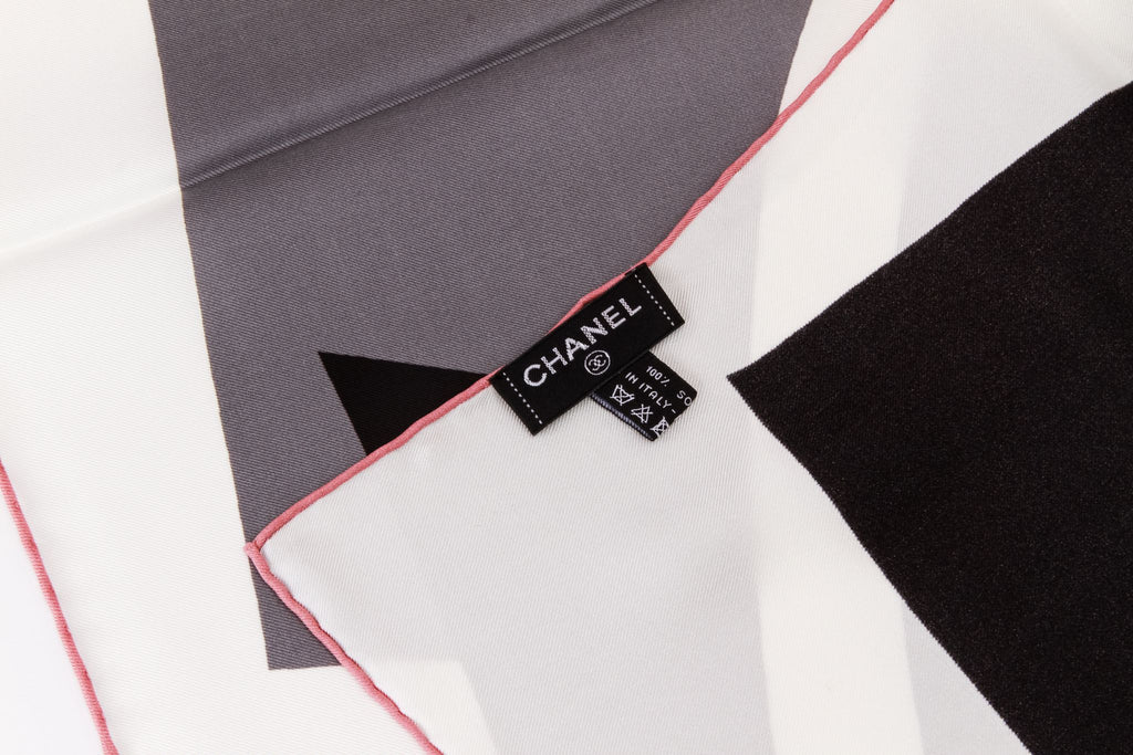 Chanel new black gray and pink scarf
