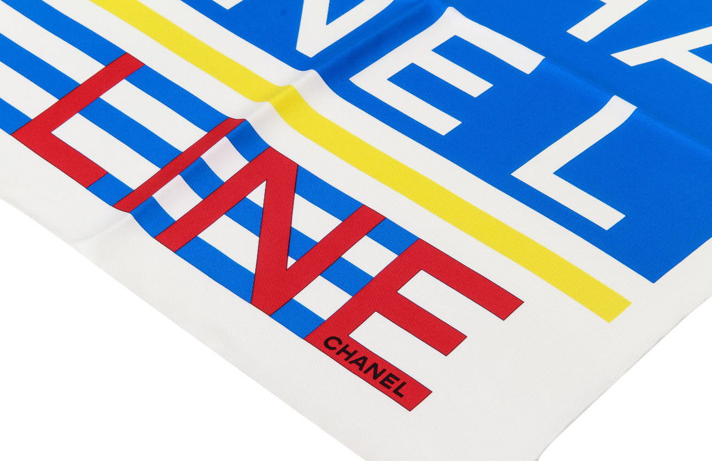 Chanel new white/blue/red/yellow scarf