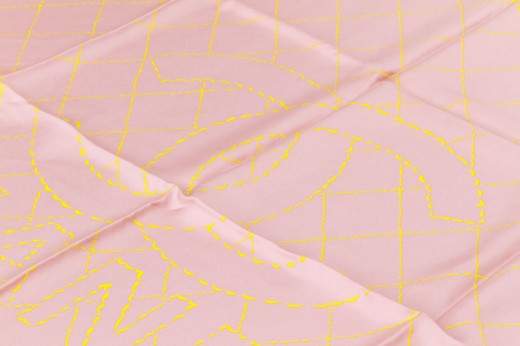 Chanel new pink and yellow quilted scarf