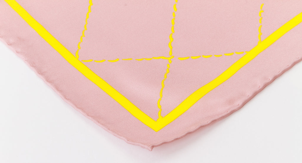 Chanel new pink and yellow quilted scarf