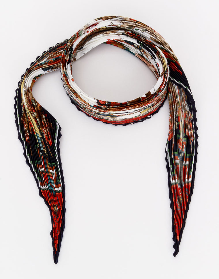 Hermes Rare Pleated Kachinas Silk Scarf