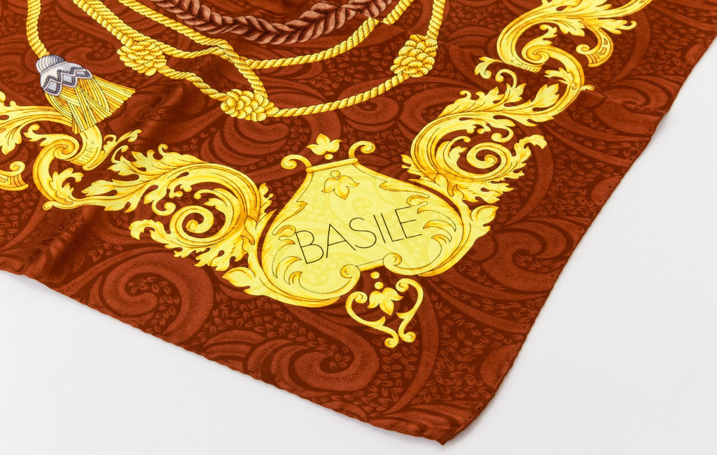 Basile 80s Brown Ribbons Silk Scarf
