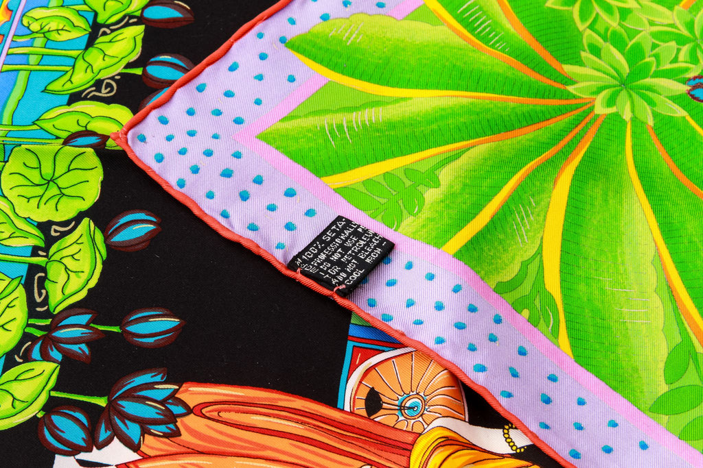 Versace black multicolor indian scarf