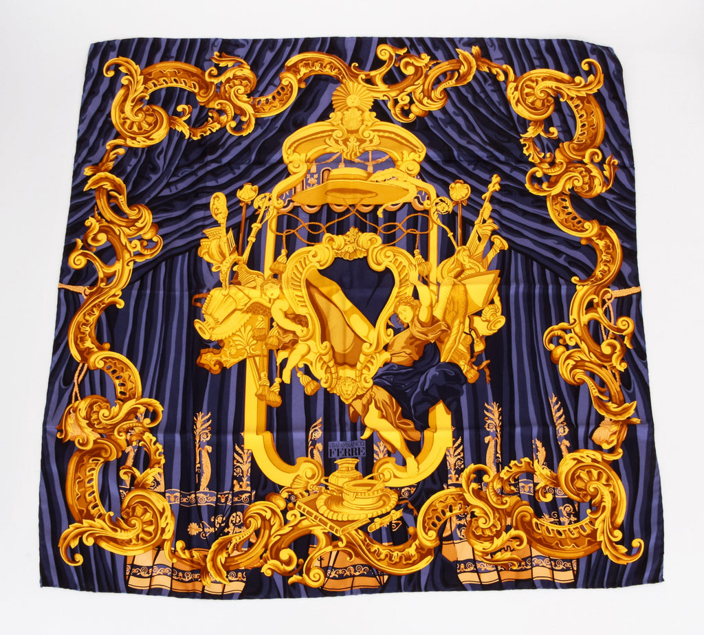Gian Franco Ferre' 90s Blue Gold Scarf