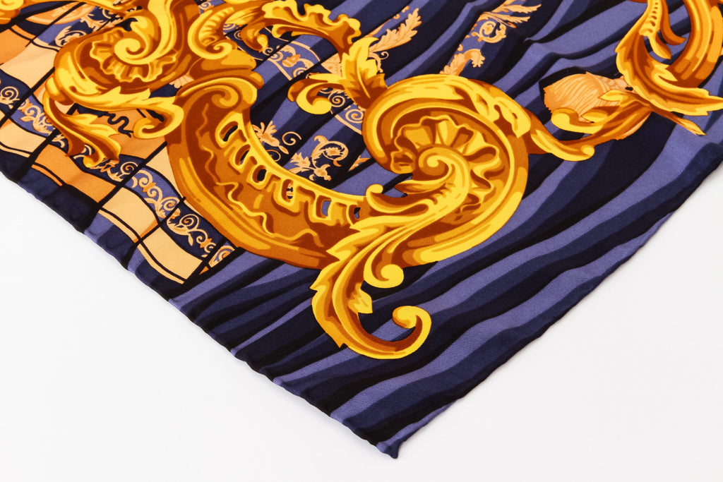 Gian Franco Ferre' 90s Blue Gold Scarf