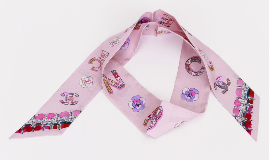 Chanel New Lavender Silk Camellia Twilly