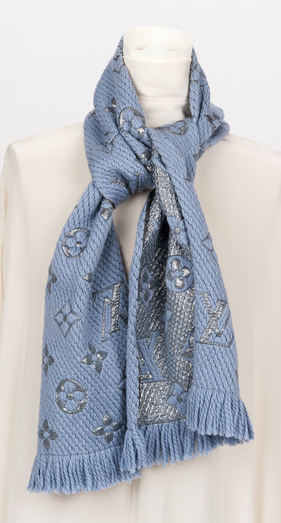 New Vuitton Blue  Shine Logomania Scarf