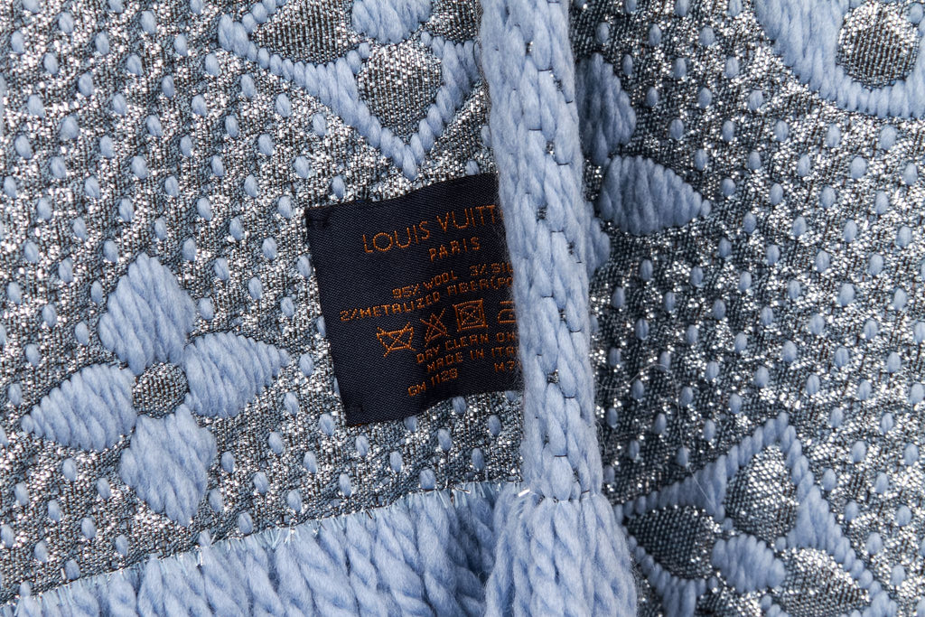 New Vuitton Blue  Shine Logomania Scarf