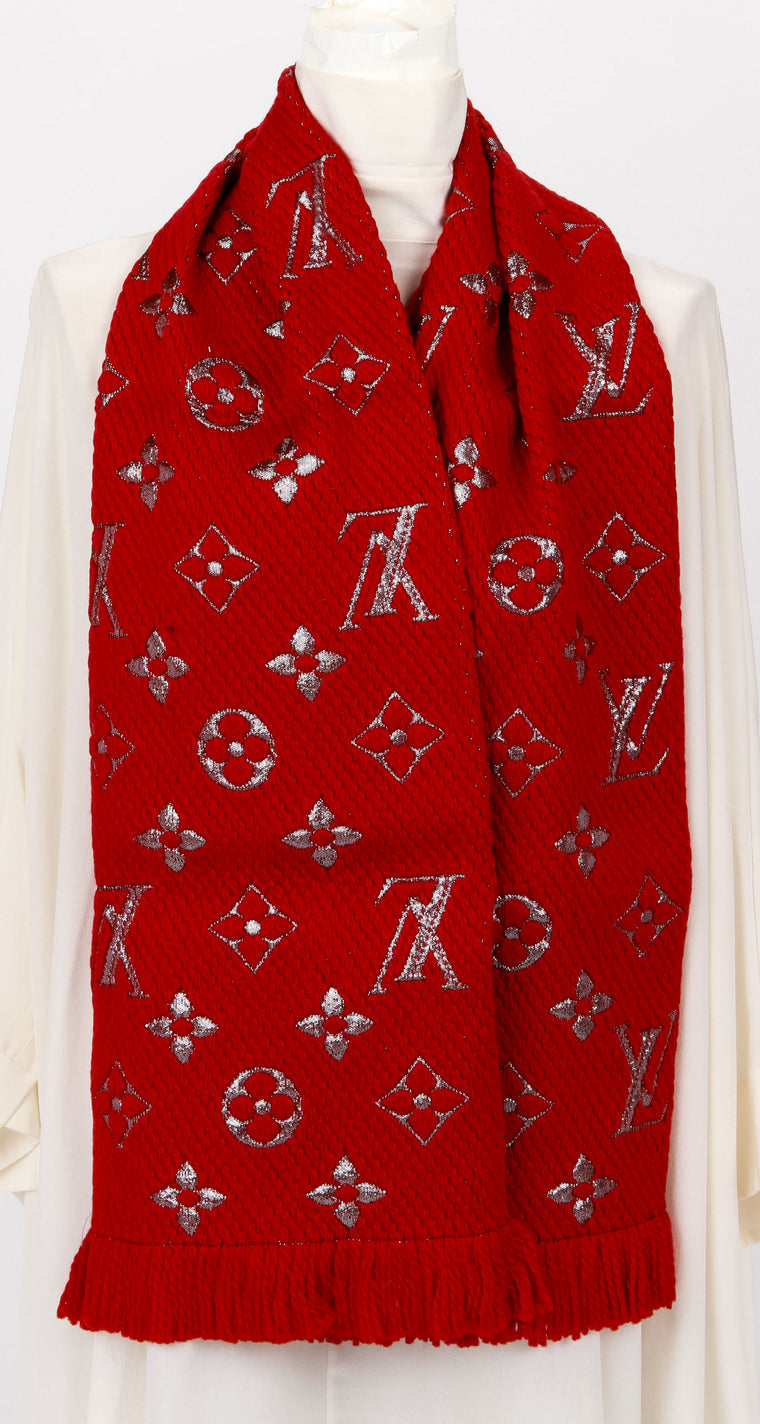 New Vuitton Logomania Red Shine Scarf