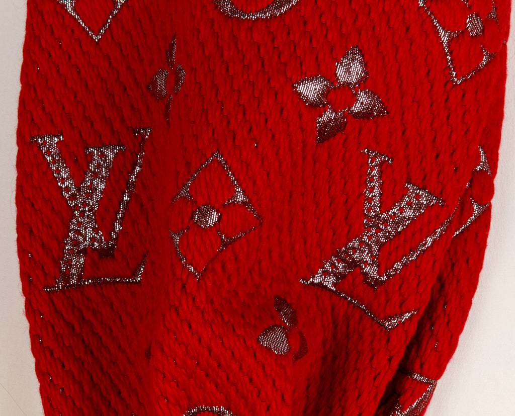New Vuitton Logomania Red Shine Scarf
