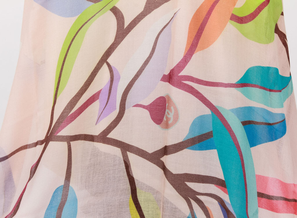 Chanel pink and Multicolor Leaves shawl