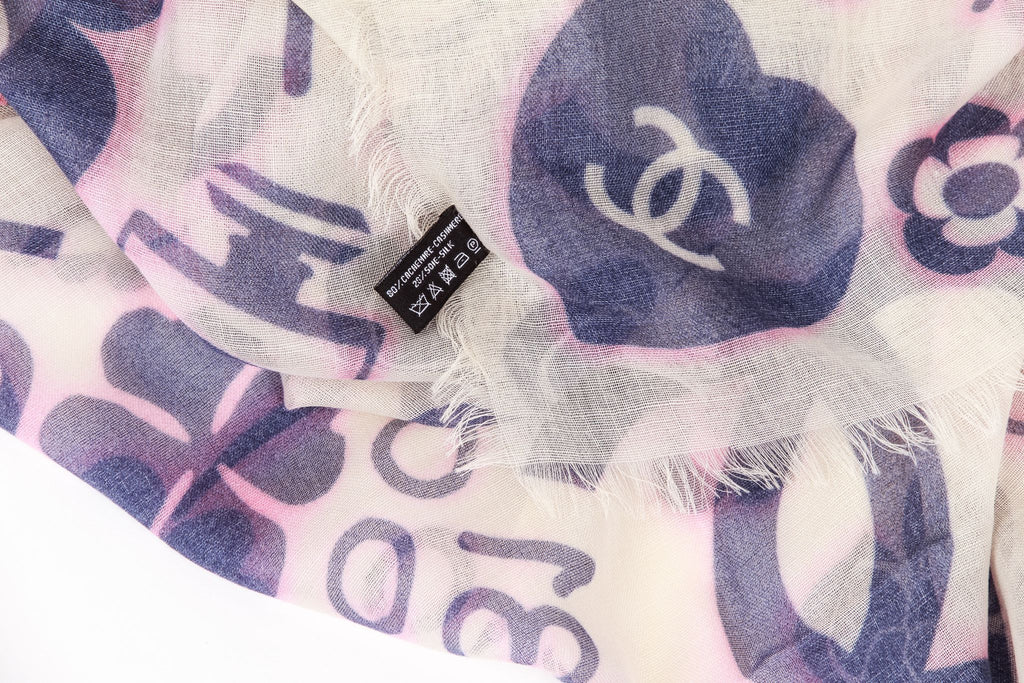 Chanel Cashmere Icons Navy Pink Shawl