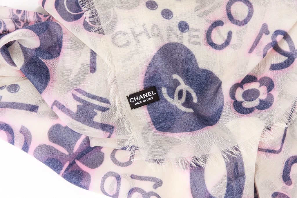 Chanel Cashmere Icons Navy Pink Shawl