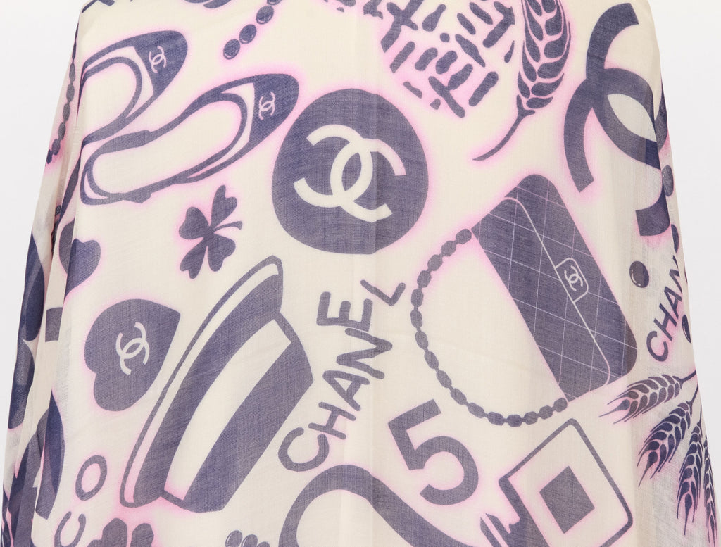 Chanel Cashmere Icons Navy Pink Shawl