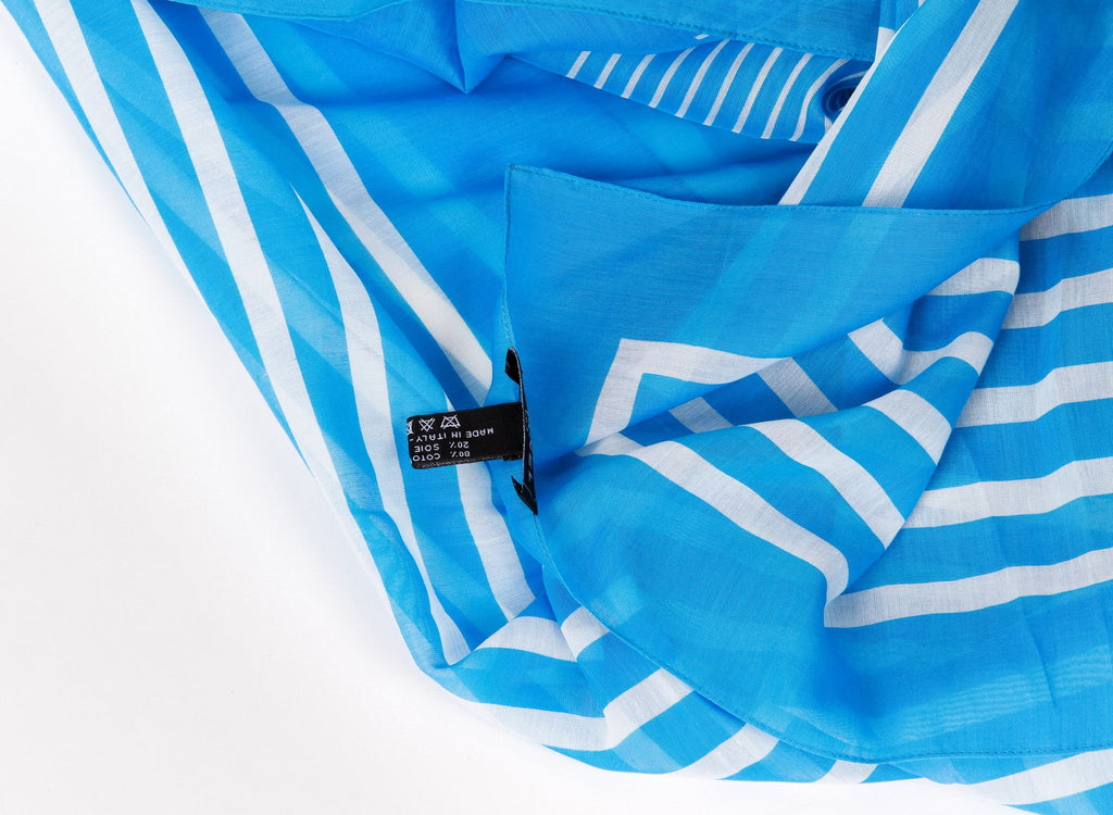 Chanel new turquoise white stripe shawl