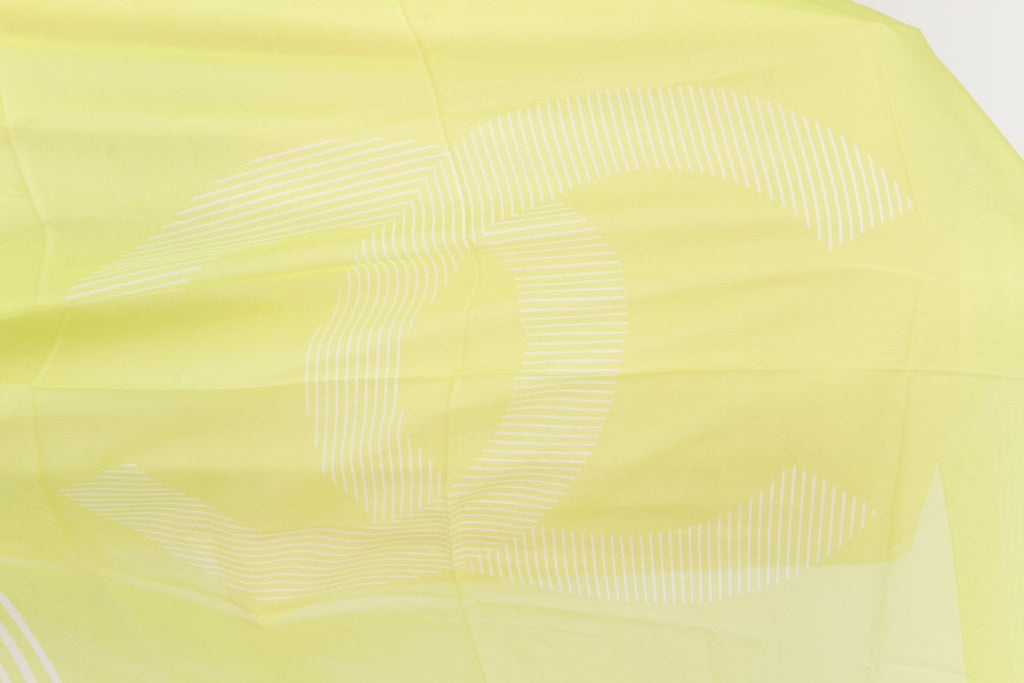 Chanel new chartreuse white stripe shawl