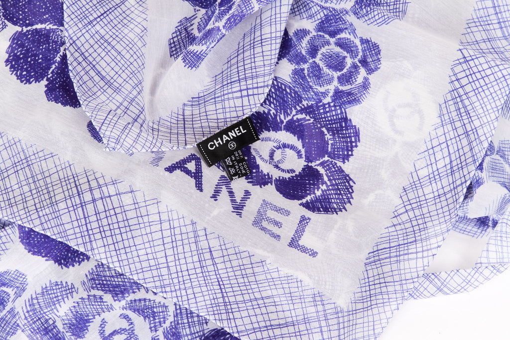 Chanel new XL purple cotton silk shawl