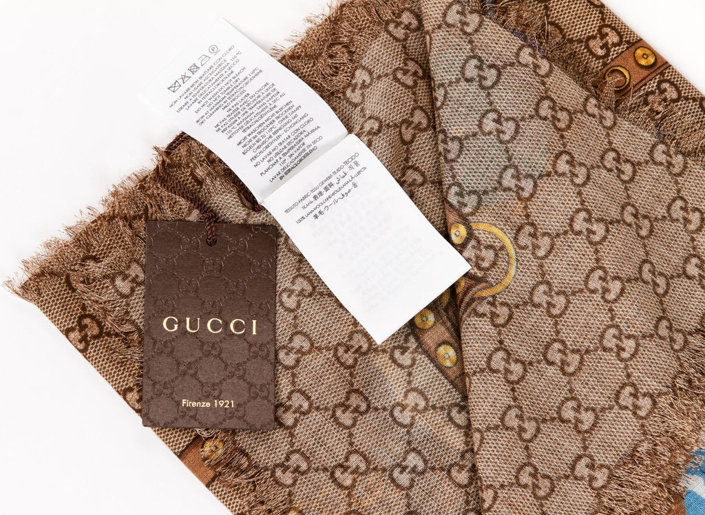 Gucci new monogram blue flower shawl