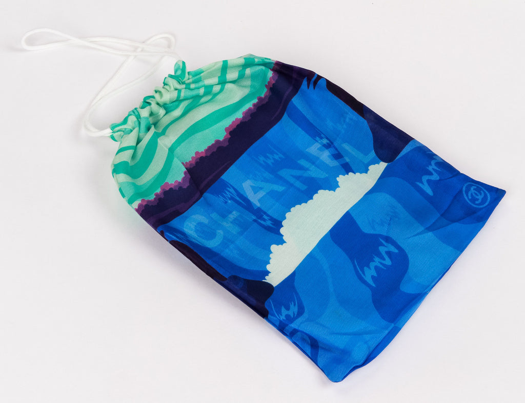 Chanel Blue Clouds Sarong With Pouch