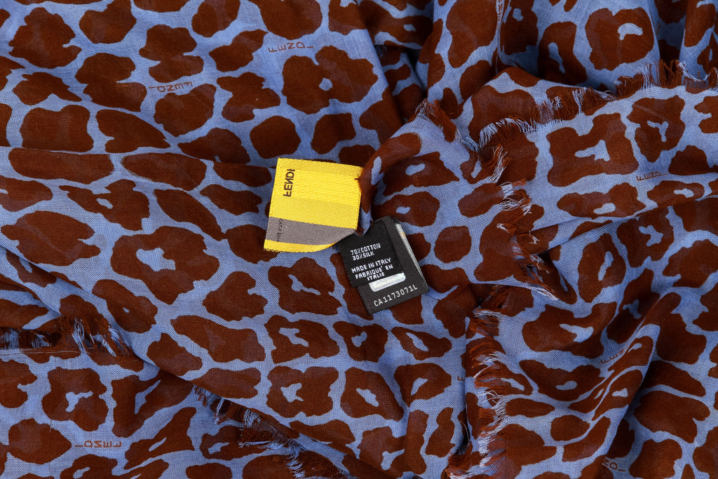 Fendi new oversize blue maroon shawl