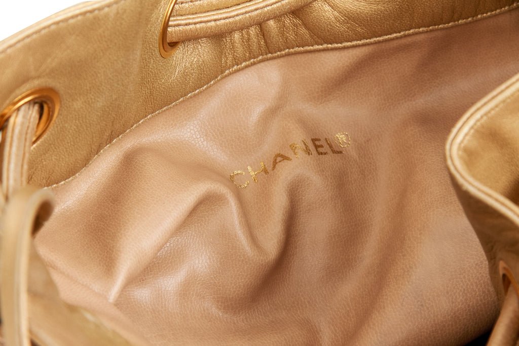 Chanel 90s Gold Lambskin Bucket Bag