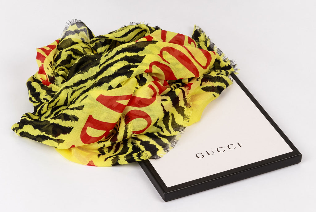 Gucci brand new box tiger print yellow