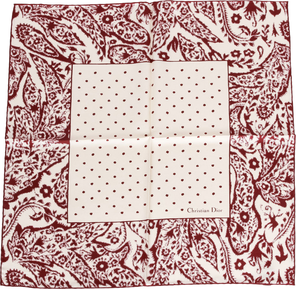 Dior new tribe burgundy/cream silk scarf
