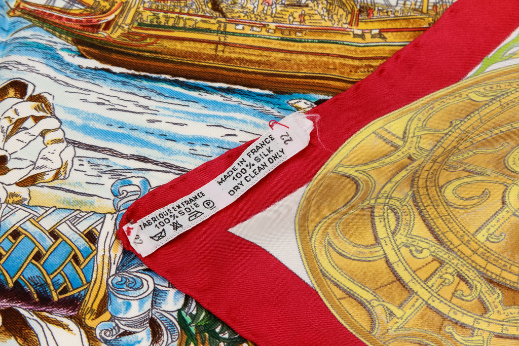 Hermes Silk Rare Colombus Red Scarf