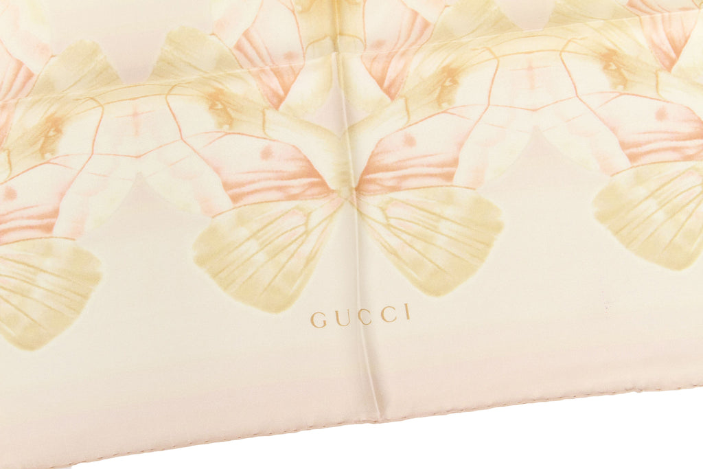 Gucci new peach butterfly silk scarf
