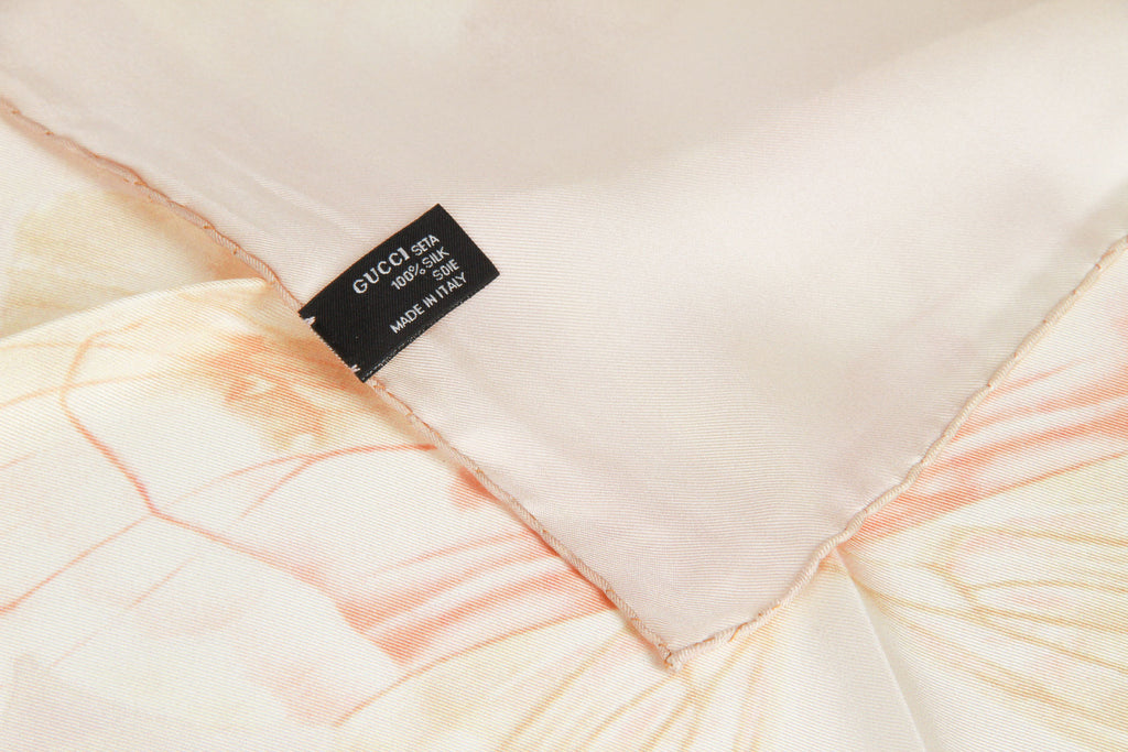 Gucci new peach butterfly silk scarf