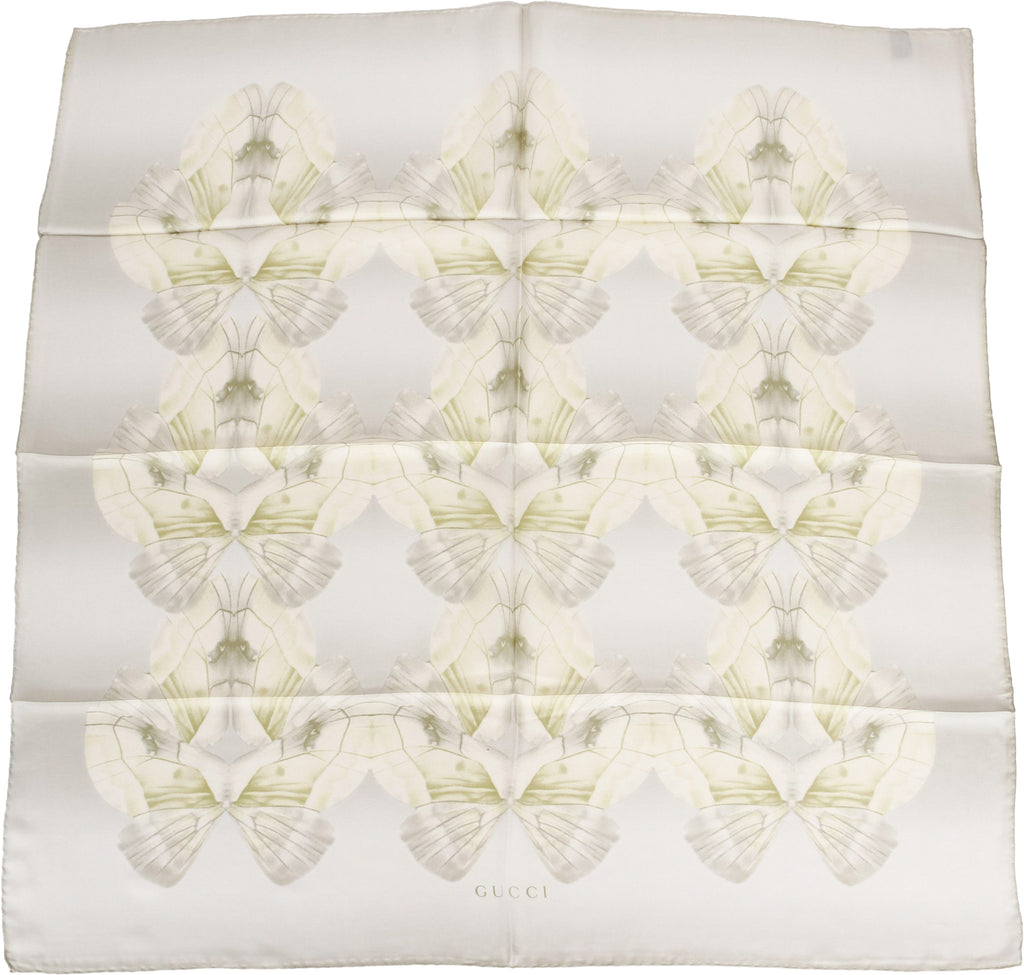 Gucci new green butterflies silk scarf