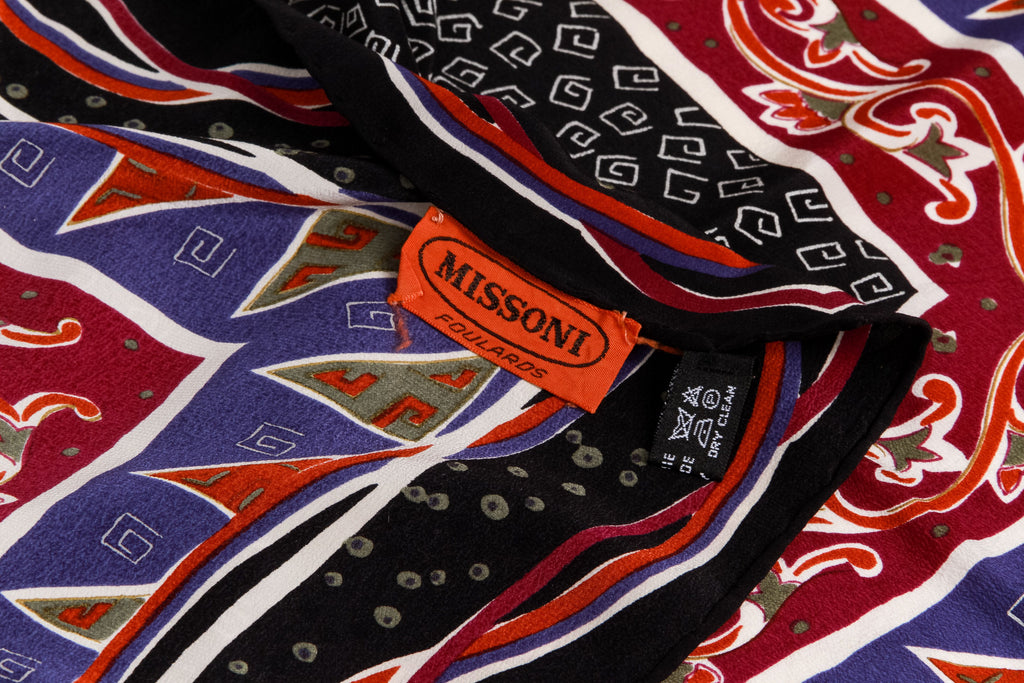 Missoni Multi Pattern Black Silk Scarf