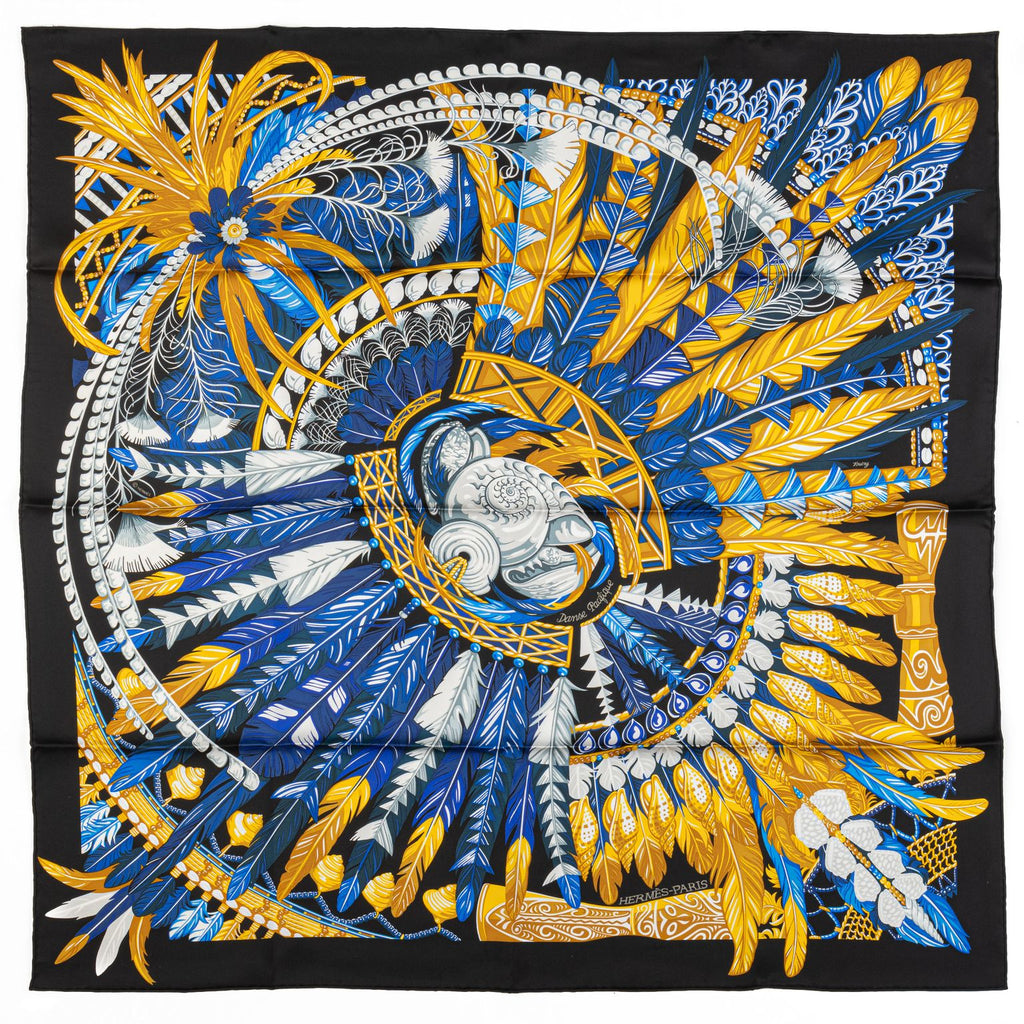 Hermès Black Danse Pacifique Silk Scarf