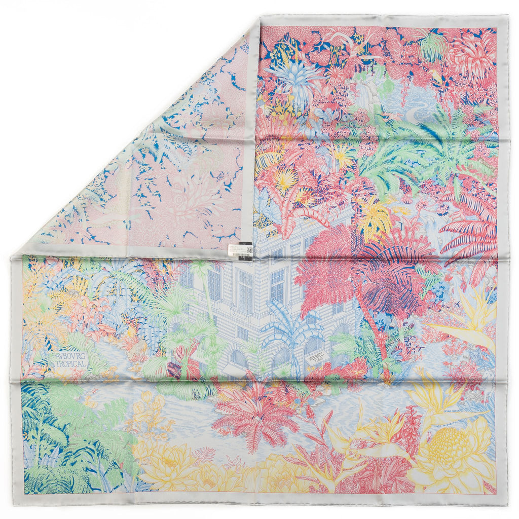 Hermès Tropical Garden Pastel Silk Scarf