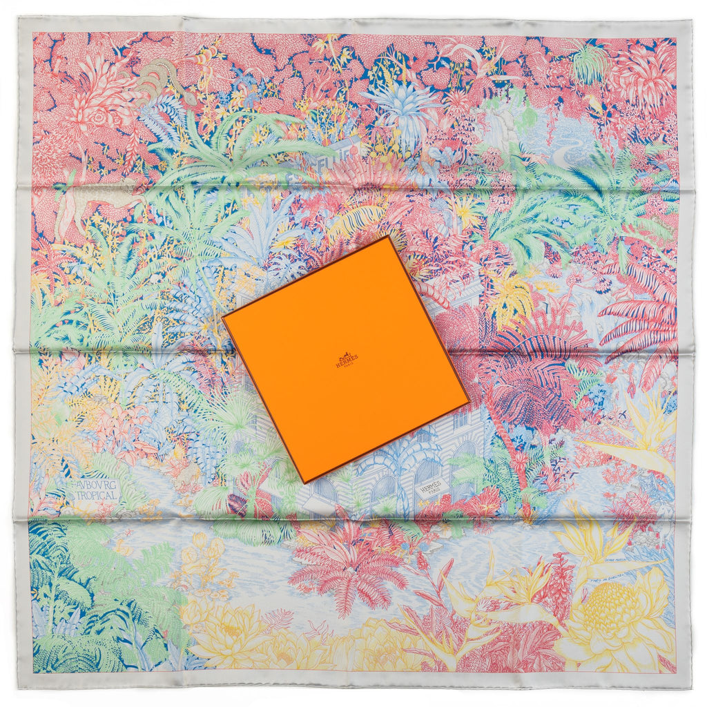 Hermès Tropical Garden Pastel Silk Scarf