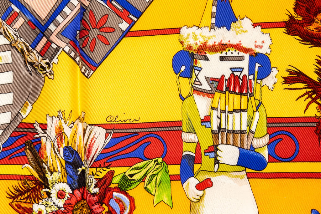 Hermès Yellow Kachinas Scarf Oliver