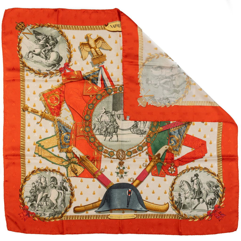 Hermès Napoleon Red Silk Scarf Ledoux