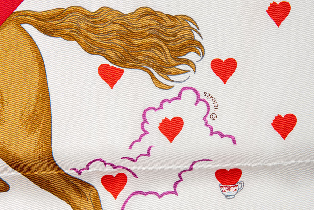 Hermes New White Tea Time Silk Scarf