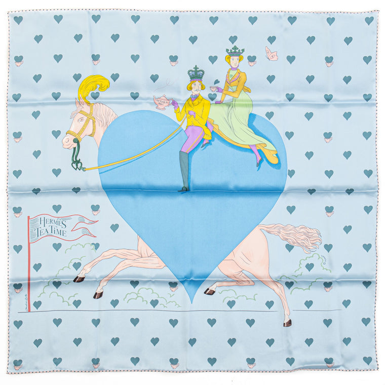Hermès New Tea Time Celeste Silk Scarf