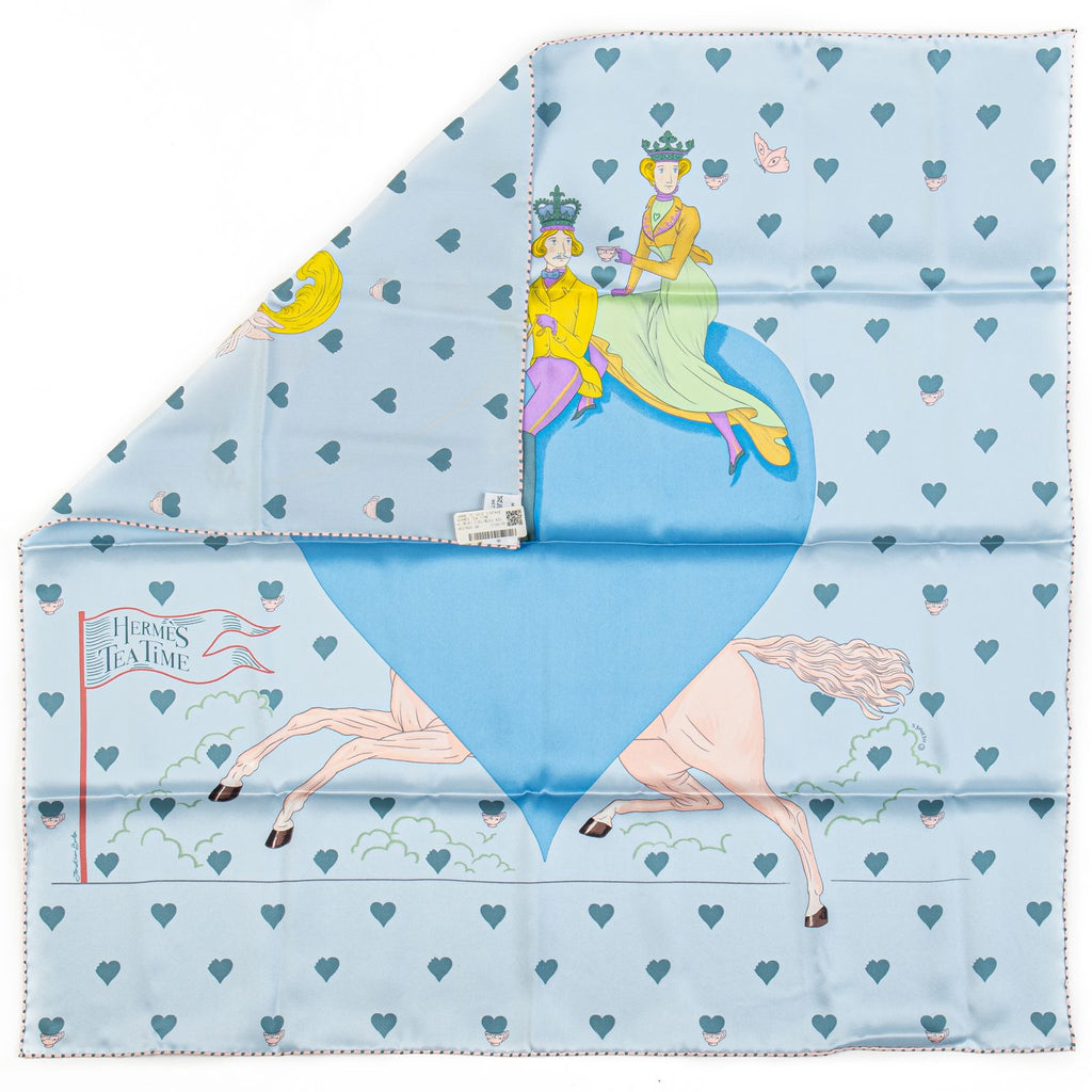 Hermès New Tea Time Celeste Silk Scarf