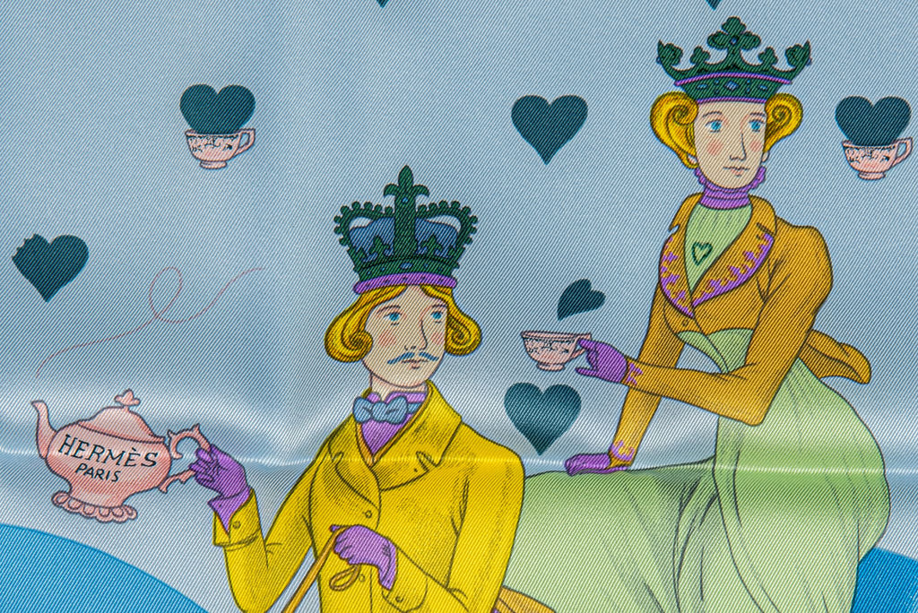 Hermès New Tea Time Celeste Silk Scarf