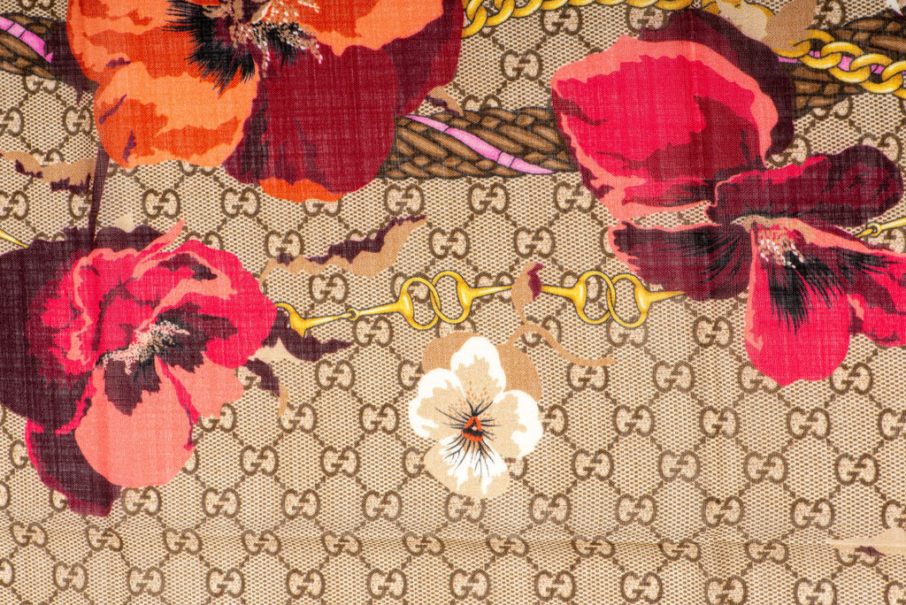 Gucci New Monogram Red Flower Shawl